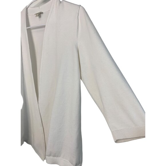 Talbots White Cotton Open-Front Cardigan Sweater Size M GUC 7421 3/4 sleeve - Picture 8 of 8